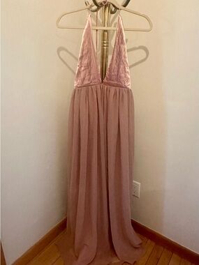 Tobi Blush Pink Satin-Trim Maxi dress